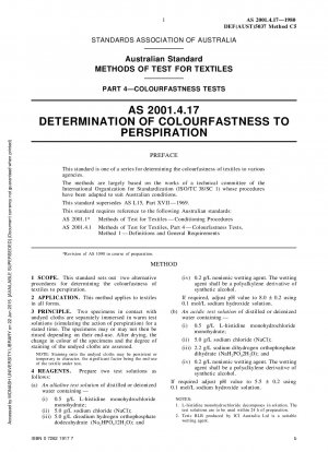Methods of test for textiles - Colourfastness tests - Determination of colourfastness to perspiration