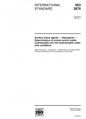 Surface active agents - Detergents - Determination of anionic-active matter hydrolysable and non-hydrolysable under acid conditions