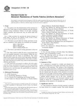 Standard Guide for Abrasion Resistance of Textile Fabrics (Uniform Abrasion)