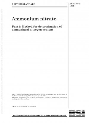 Ammonium nitrate — Part 1 : Method for determination of ammoniacal nitrogen content