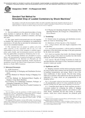 Standard Test Method for Simulated Drop of Loaded Containers by Shock Machines