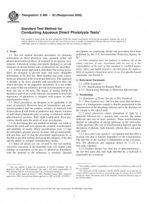 Standard Test Method for Conducting Aqueous Direct Photolysis Tests