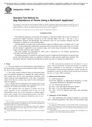 Standard Test Method for Sag Resistance of Paints Using a Multinotch Applicator