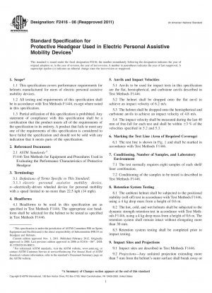 Standard Specification for Protective Headgear Used in Electric Personal Assistive Mobility Devices