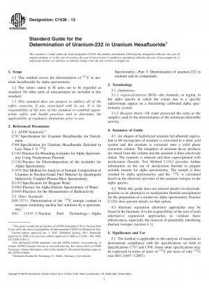 Standard Guide for the  Determination of Uranium-232 in Uranium Hexafluoride