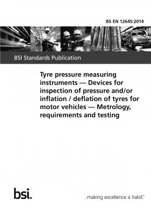 Tyre pressure measuring instruments. Devices for inspection of pressure and/or inflation / deflation of tyres for motor vehicles. Metrology, requirements and testing