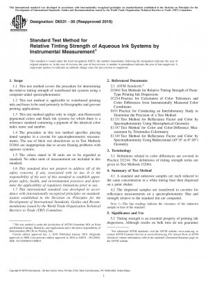 Standard Test Method for Relative Tinting Strength of Aqueous Ink Systems by Instrumental Measurement