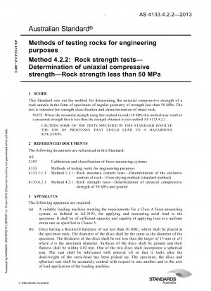 Rock test methods for engineering use Rock strength test Determination of uniaxial compressive strength Rock strength less than 50 MPa