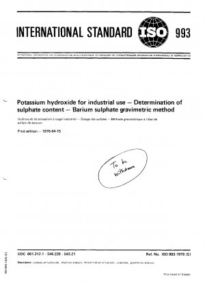 Potassium hydroxide for industrial use — Determination of sulphate content — Barium sulphate gravimetric method
