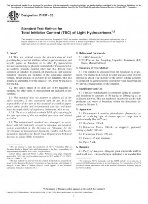 Standard Test Method for Total Inhibitor Content (TBC) of Light Hydrocarbons