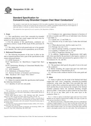 Standard Specification for Concentric-Lay-Stranded Copper-Clad Steel Conductors
