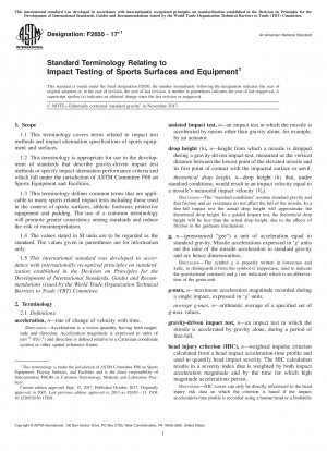 Standard Terminology Relating to  Impact Testing of Sports Surfaces and Equipment