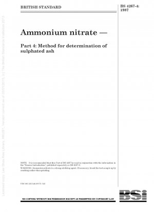 Ammonium nitrate — Part 4 : Method for determination of sulphated ash