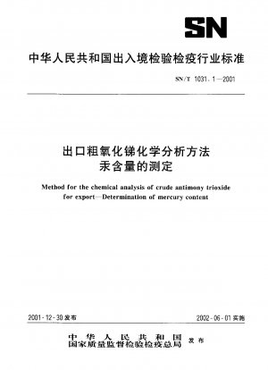 Method for the chemical analysis of crude antimony trioxide for export.Determination of mercury content