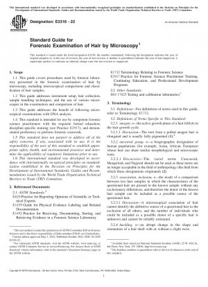 Standard Guide for Forensic Examination of Hair by Microscopy