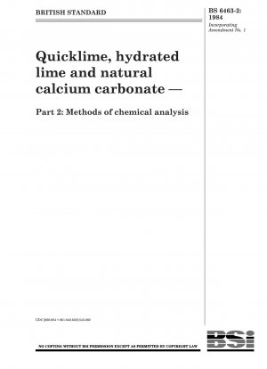 Quicklime, hydrated lime and natural calcium carbonate — Part 2 : Methods ofchemical analysis