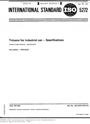 Toluene for industrial use; Specifications