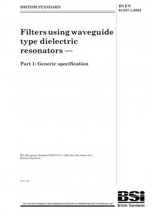 Filters using waveguide type dielectric resonators - Generic specification