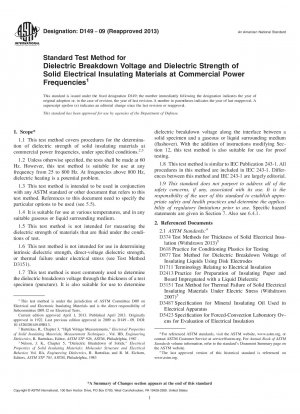 Standard Test Method for  Dielectric Breakdown Voltage and Dielectric Strength of Solid   Electrical Insulating Materials at Commercial Power Frequencies
