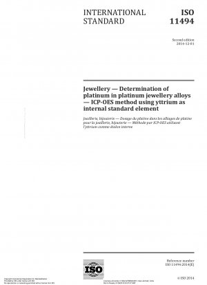 Jewellery - Determination of platinum in platinum jewellery alloys - ICP-OES method using yttrium as internal standard element