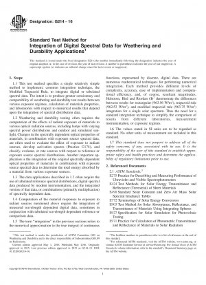 Standard Test Method for Integration of Digital Spectral Data for Weathering and Durability  Applications