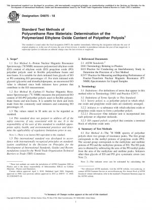 Standard Test Methods of Polyurethane Raw Materials: Determination of the Polymerized Ethylene Oxide Content of Polyether Polyols