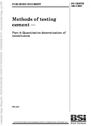 Methods of testing cement — Part 4: Quantitative determination of constituents