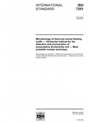 Microbiology of food and animal feeding stuffs - Horizontal method for the detection and enumeration of presumptive Escherichia coli - Most probable number technique