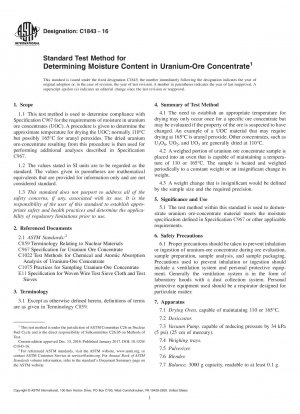 Standard Test Method for Determining Moisture Content in Uranium-Ore Concentrate