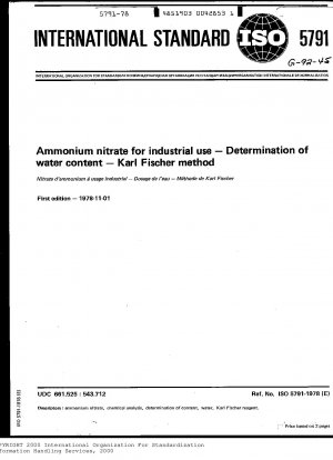 Ammonium nitrate for industrial use; Determination of water content; Karl Fischer method