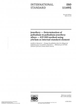 Jewellery - Determination of palladium in palladium jewellery alloys - ICP-OES method using yttrium as internal standard element