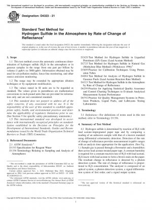 Standard Test Method for Hydrogen Sulfide in the Atmosphere by Rate of Change of Reflectance