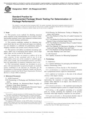Standard Practice for Instrumented Package Shock Testing For Determination of Package Performance