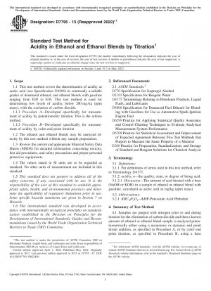 Standard Test Method for Acidity in Ethanol and Ethanol Blends by Titration
