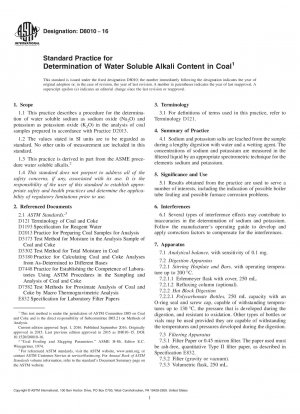 Standard Practice for Determination of Water Soluble Alkali Content in Coal