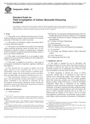 Standard Guide for  Field Investigation of Carbon Monoxide Poisoning Incidents