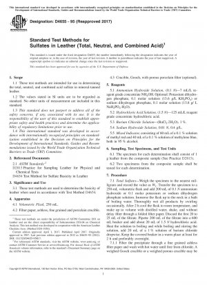 Standard Test Methods for Sulfates in Leather (Total, Neutral, and Combined Acid)