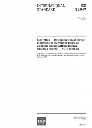Cigarettes — Determination of carbon monoxide in the vapour phase of cigarette smoke with an intense smoking regime — NDIR method
