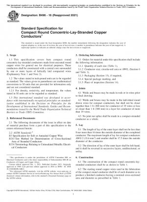 Standard Specification for Compact Round Concentric-Lay-Stranded Copper Conductors