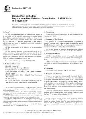 Standard Test Method for  Polyurethane Raw Materials: Determination of APHA Color in  Isocyanates