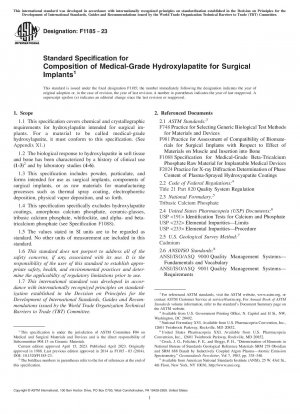 Standard Specification for Composition of Medical-Grade Hydroxylapatite for Surgical Implants