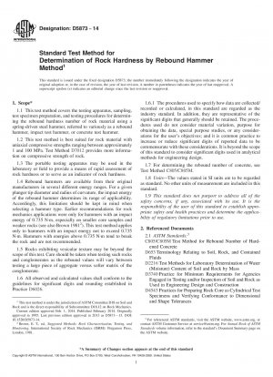 Standard Test Method for  Determination of Rock Hardness by Rebound Hammer Method