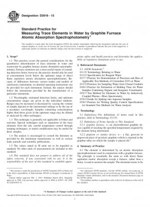 Standard Practice for  Measuring Trace Elements in Water by Graphite Furnace Atomic  Absorption Spectrophotometry