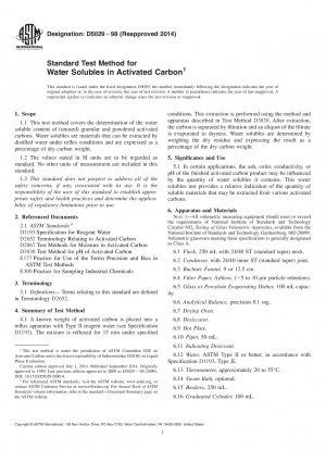 Standard Test Method for  Water Solubles in Activated Carbon