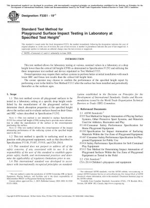 Standard Test Method for Playground Surface Impact Testing in Laboratory at Specified Test Height