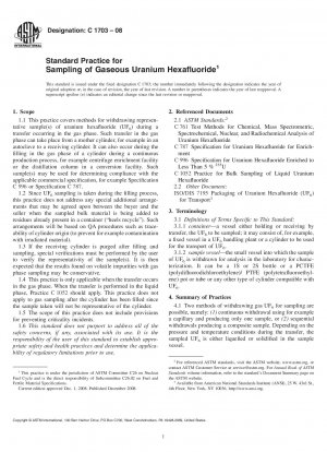 Standard Practice for Sampling of Gaseous Uranium Hexafluoride