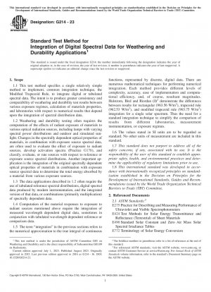 Standard Test Method for Integration of Digital Spectral Data for Weathering and Durability Applications