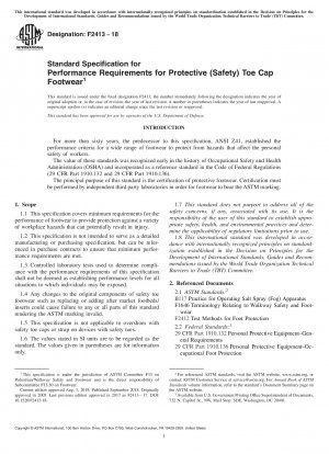 Standard Specification for Performance Requirements for Protective (Safety) Toe Cap Footwear