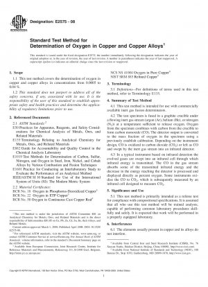 Standard Test Method for Determination of Oxygen in Copper and Copper Alloys