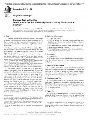 Standard Test Method for Bromine Index of Petroleum Hydrocarbons by Electrometric Titration